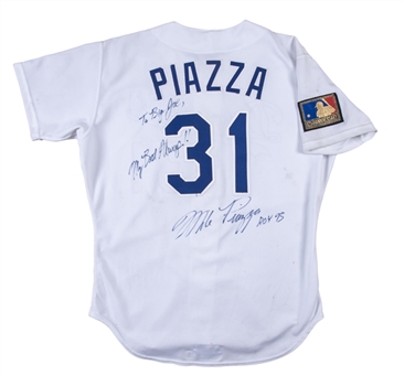1994 Mike Piazza Game Used and Signed/Inscribed Los Angeles Dodgers #31 Home Jersey Inscribed "ROY 93" - 2nd Silver Slugger & All-Star Season! (Case LOA & Beckett)